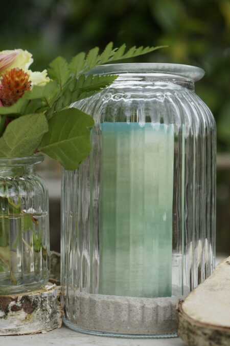 Zylindervase geriffelt - L