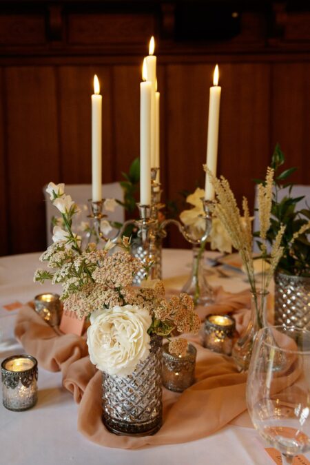 Vase Bauernsilber mit Metallrand (M)