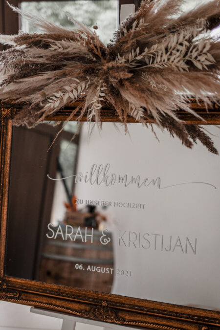 Willkommensschild Spiegel