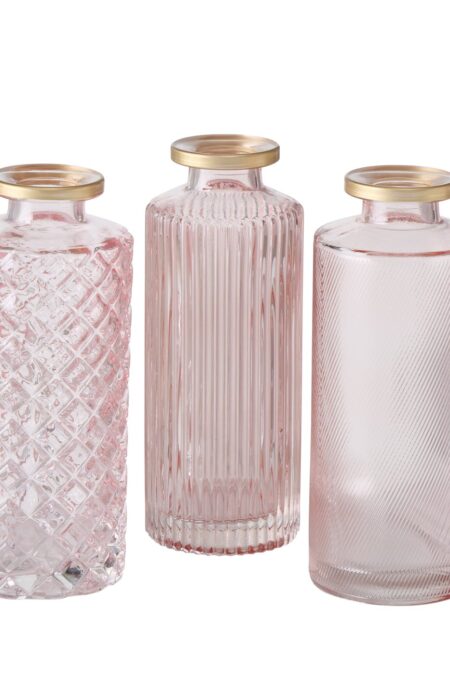 Vase rosa Goldrand 3er-Set