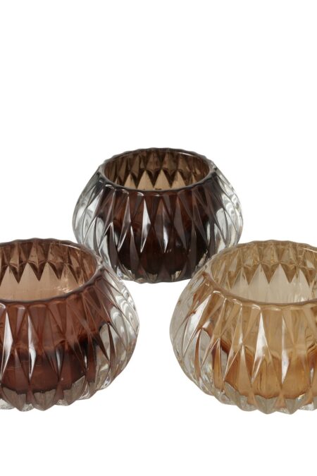 Teelichthalter braun-gelb 3er-Set