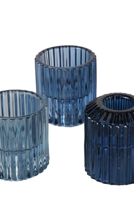 Kerzenhalter blau (2-in-1) 3er-Set