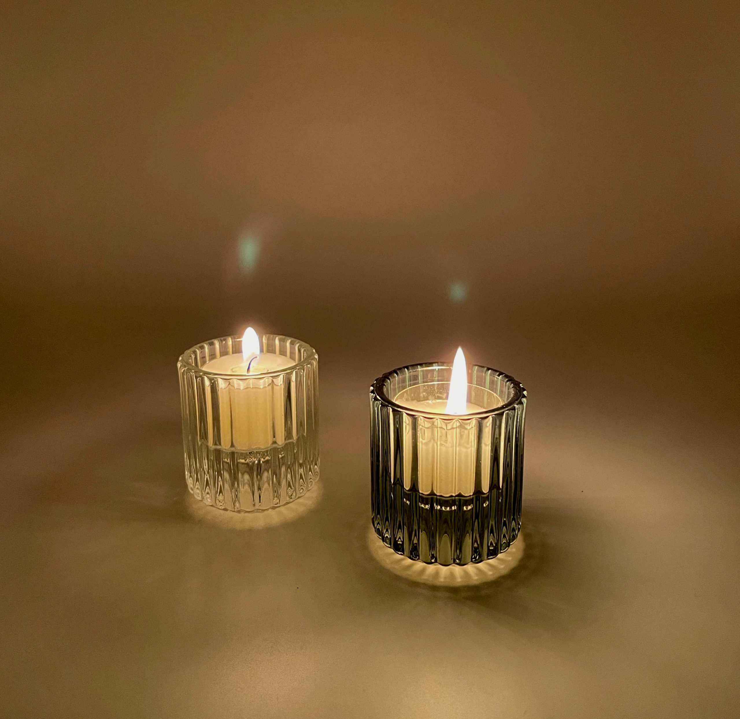 Kerzenhalter klar + hellgrün (2-in-1) 3er-Set - Dekomant