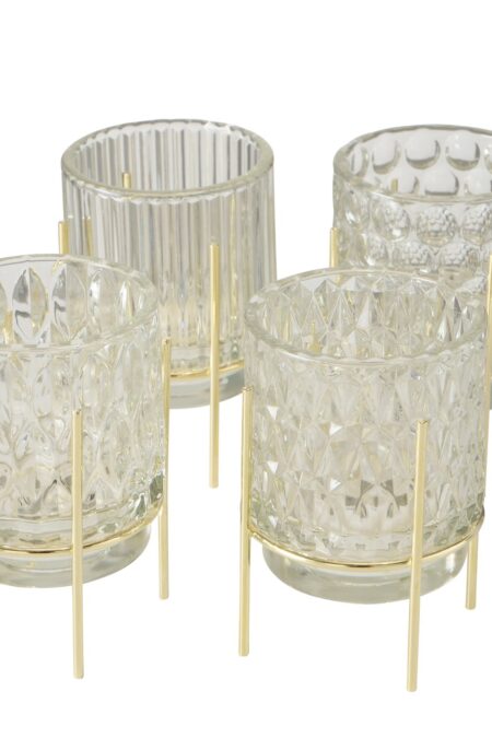 Teelichthalter 4er-Set im Goldgestell