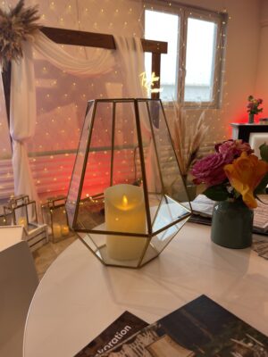 Windlicht gold geometrisch