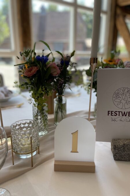 Tischnummer gold 3D-Zahl